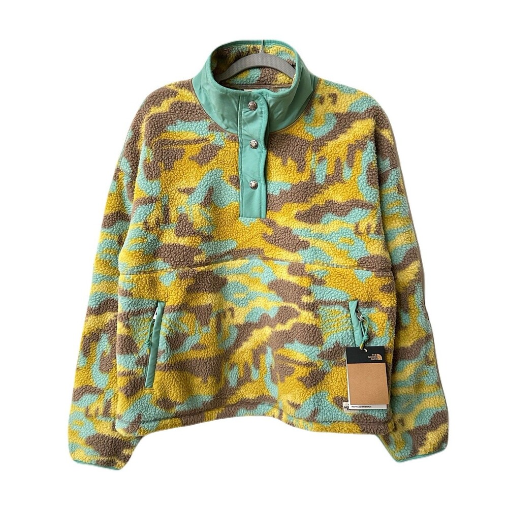 NEW The North Face Womens Small Cragmont 1/4 Snap Fleece Pullover Wasabi Camo - Picture 2 of 8